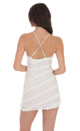 Ruffle Lace V-Neck Dress in White